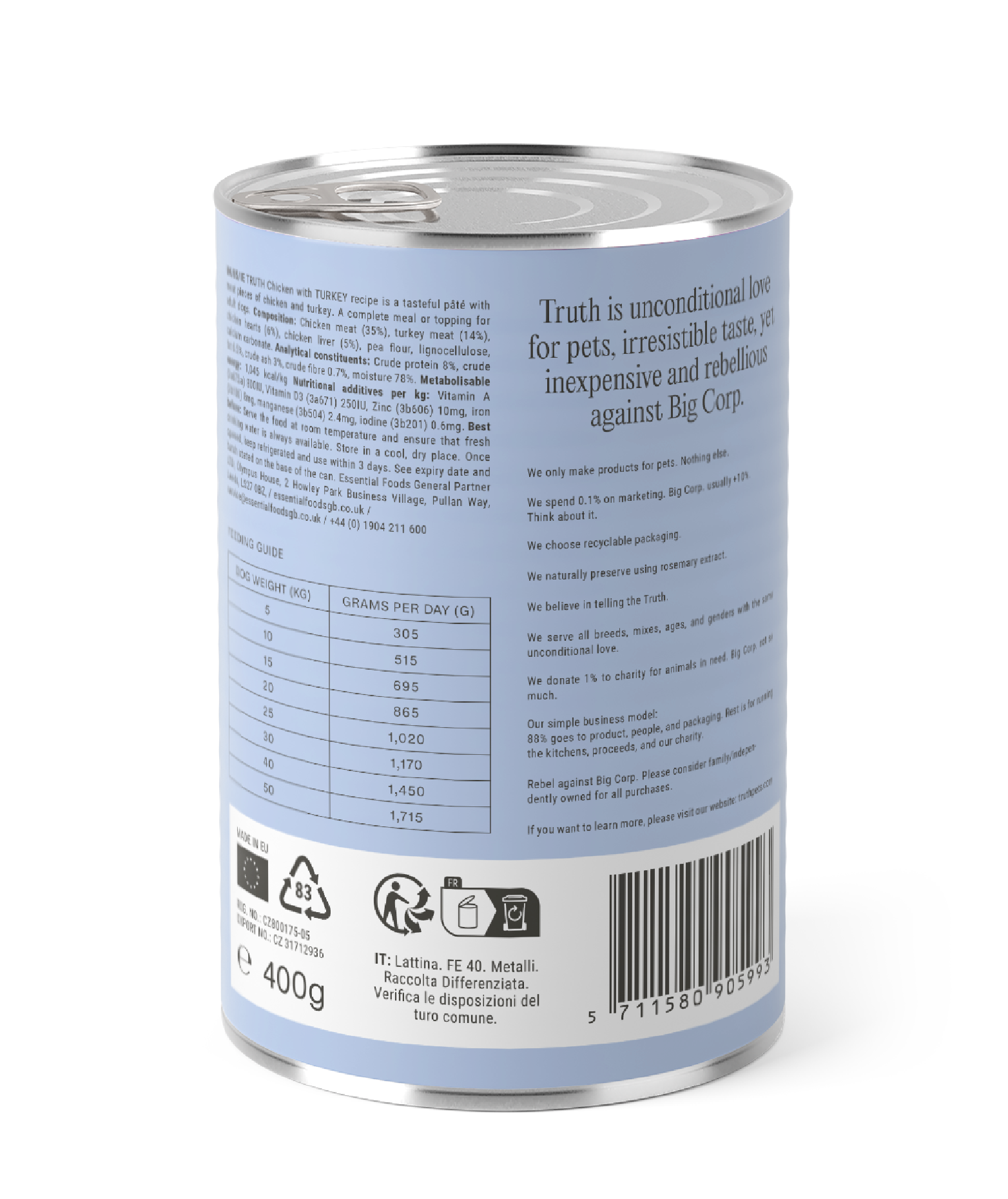 TRUTH PETS CHICKEN & TURKEY PÂTÉ, 400G x 6